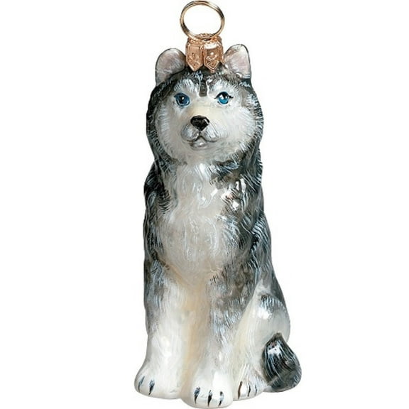 Siberian Husky Dog Polish Glass Christmas Ornament Decoration Made in Poland