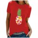 thumbnail image 1 of Gibobby Camiseta de manga corta para mujer Camisetas mujer Cuello redondo Ultra Manga corta Creativo Floral Estampado piña Tops casuales Blusa para Adolescent(Rojo,G), 1 of 4