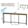 thumbnail image 4 of 71" Skinny Console Table with Power Outlets, Narrow Sofa Table with USB Ports, Extra Long Entryway Table, Metal Frame, Behind Couch Table for Hallway, Living Room, Brown, 4 of 9