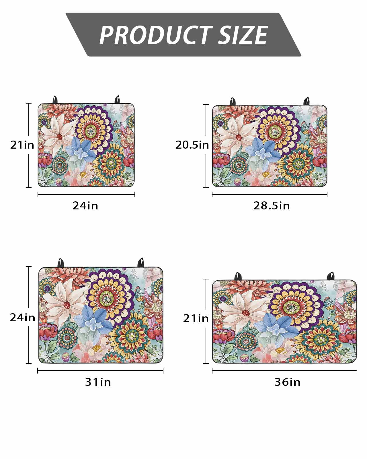 Stove Top Covers for Electric Stove, Boho Floral Glass Stovetop Cover Protector, Bohemia Colorful Mandalas Botanical Flower Induction Cooktop Protector Oven Mat for Kitchen Countertop 24"x21"