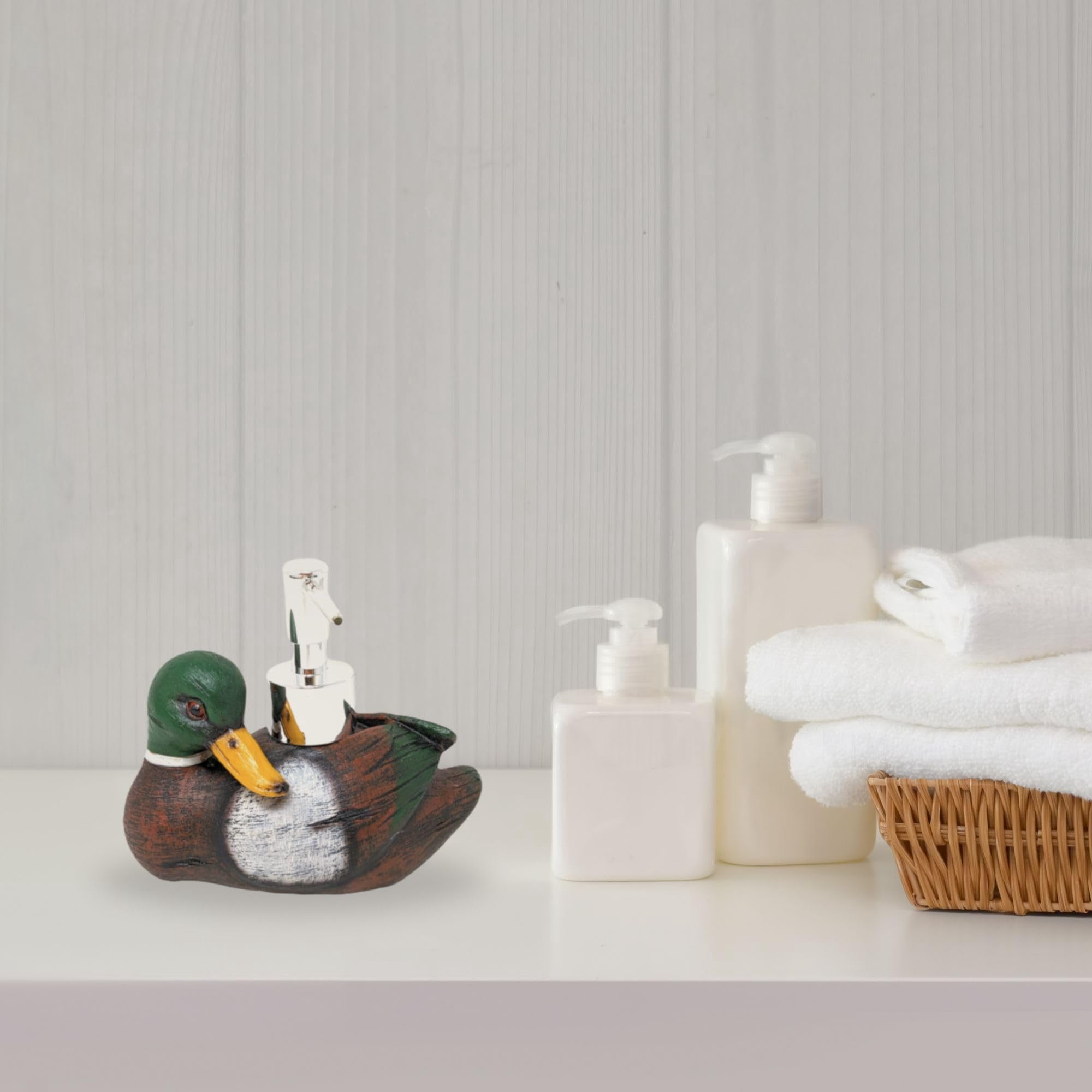 Mallard Duck Countertop Soap Pump Dispenser - Lakeside-Inspired Bathroom Accessories - Ideal for Duck Hunters and Lakehouse Lovers