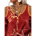 thumbnail image 4 of DYMADE Women Plus Size Long Sleeve Printed Off Shoulder T-shirt Top, 4 of 4
