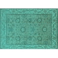 thumbnail image 1 of Ahgly Company Machine Washable Indoor Rectangle Oriental Turquoise Blue Traditional Area Rugs, 7' x 9', 1 of 4