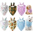 thumbnail image 1 of 6PCS Pañuelos de Verano para Perro, Pañuelos Florales Suaves para Perros, Patrón de Pata y Hueso de Perro, Bandana Triangular Ajustable, Accesorios para Pañuelos de Pequeños, Medianos y Grande, 1 of 4