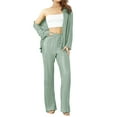 thumbnail image 4 of Franhais Women 2 Piece Loungewear Sets Long Sleeve Shirts Tops and Loose Wide-Leg Pants, 4 of 9