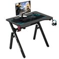 thumbnail image 2 of YRLLENSDAN Ergonomic Gaming Table with Cable Management and Hook, 35 Inch Small Gaming Computer Table Desk for Small Spaces, PC Gamer Desk with R-Shaped Steel Leg, Small Work Table, Black and Blue, 2 of 7