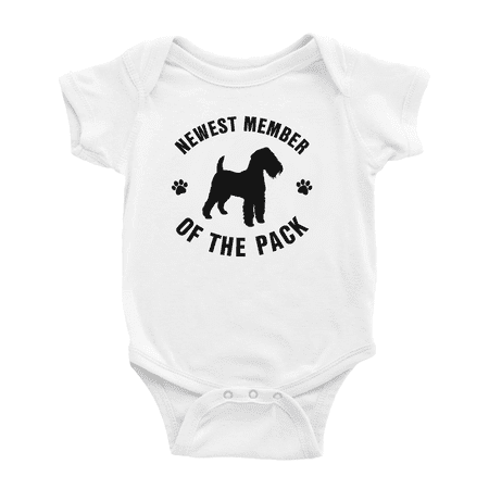

Newest Member of The Pack Lakeland Terrier Dog Funny Baby Bodysuit Boy Girl