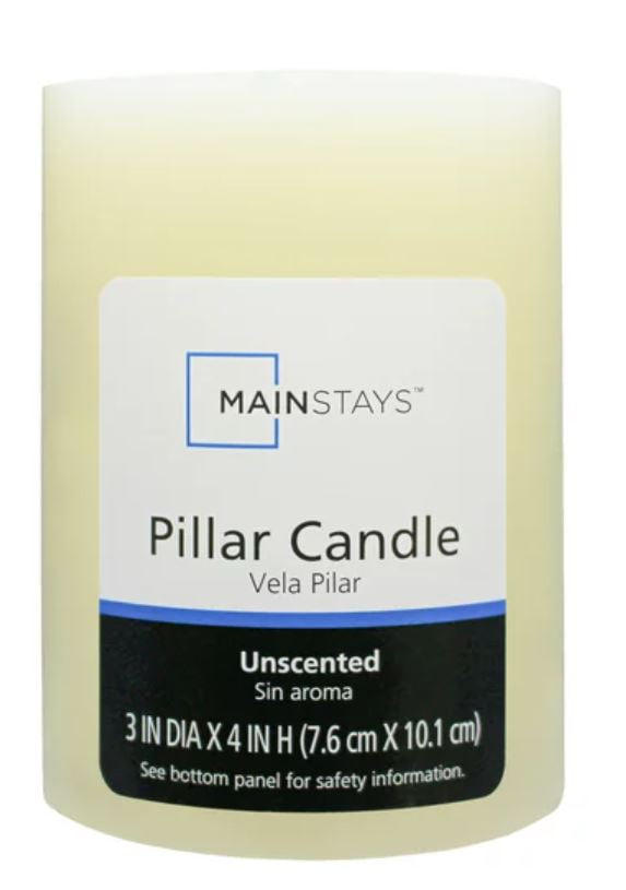 Mainstays Unscented Pillar Candles, 3X4 inches, Ivory