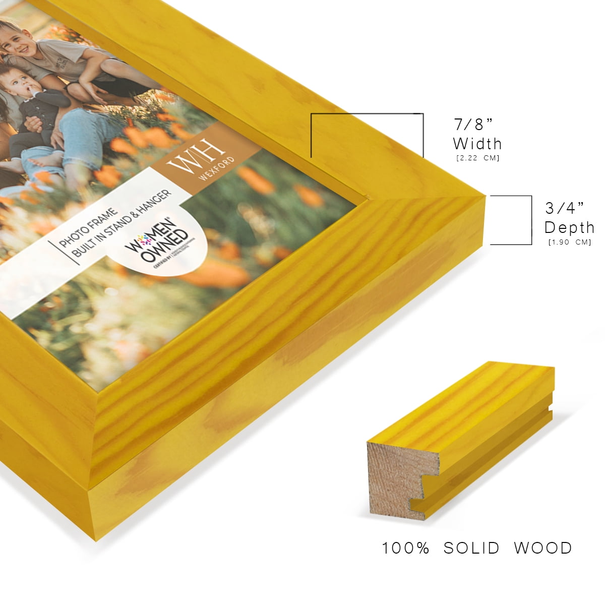 Woodgrain 5 in. x 7 in. Sunflower Yellow Picture Frame