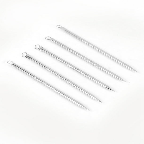 Aguja de acero inoxidable BuyWeek para comedones 5 piezas doble extremo