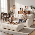 thumbnail image 2 of BEHOST 55" Loveseat Couch with Extra Deep Seats，Chenille 2-Seater Sofa with Side Storage & 2 Pillows，Cloud Sofa for Living Room & Small Spaces，White, 2 of 10