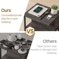 thumbnail image 3 of LEDREM Multifunctional 3 Tiers Nightstand, Slim Sofa Side Table with Built-in Power Hub, 6.5ft Extension Cord, Sturdy Metal Frame Compact Storage Furnishing for Small Narrow Space, 3 of 6