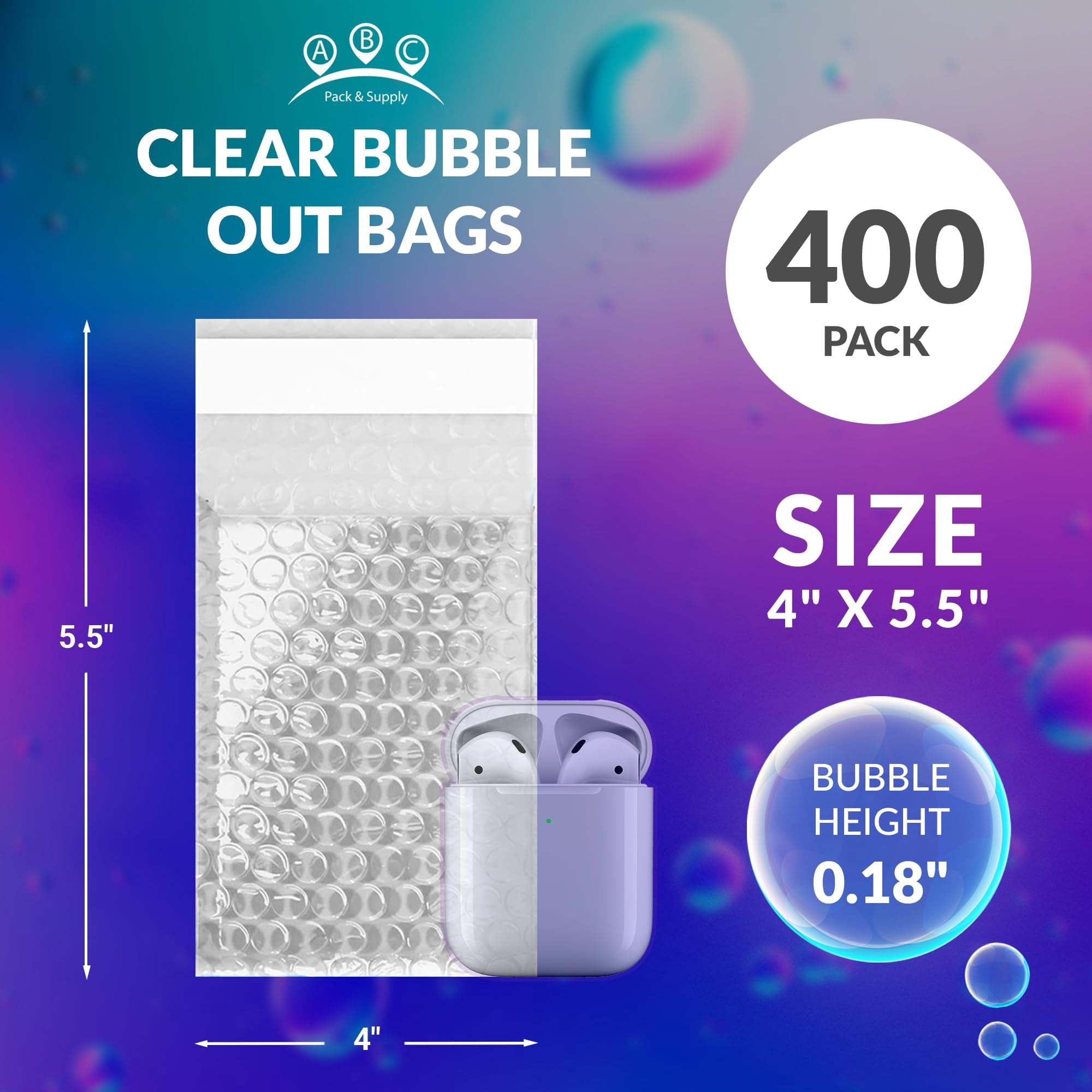 Bubble Out Bags Polyethylene Self Seal Clear 400 count 4 x 5.5 in
