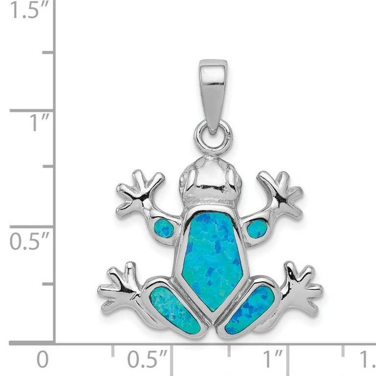 Sterling Silver Blue Inlay Created Opal Frog Pendant Sterling Silver Blue Inlay Created Opal Frog Pendant