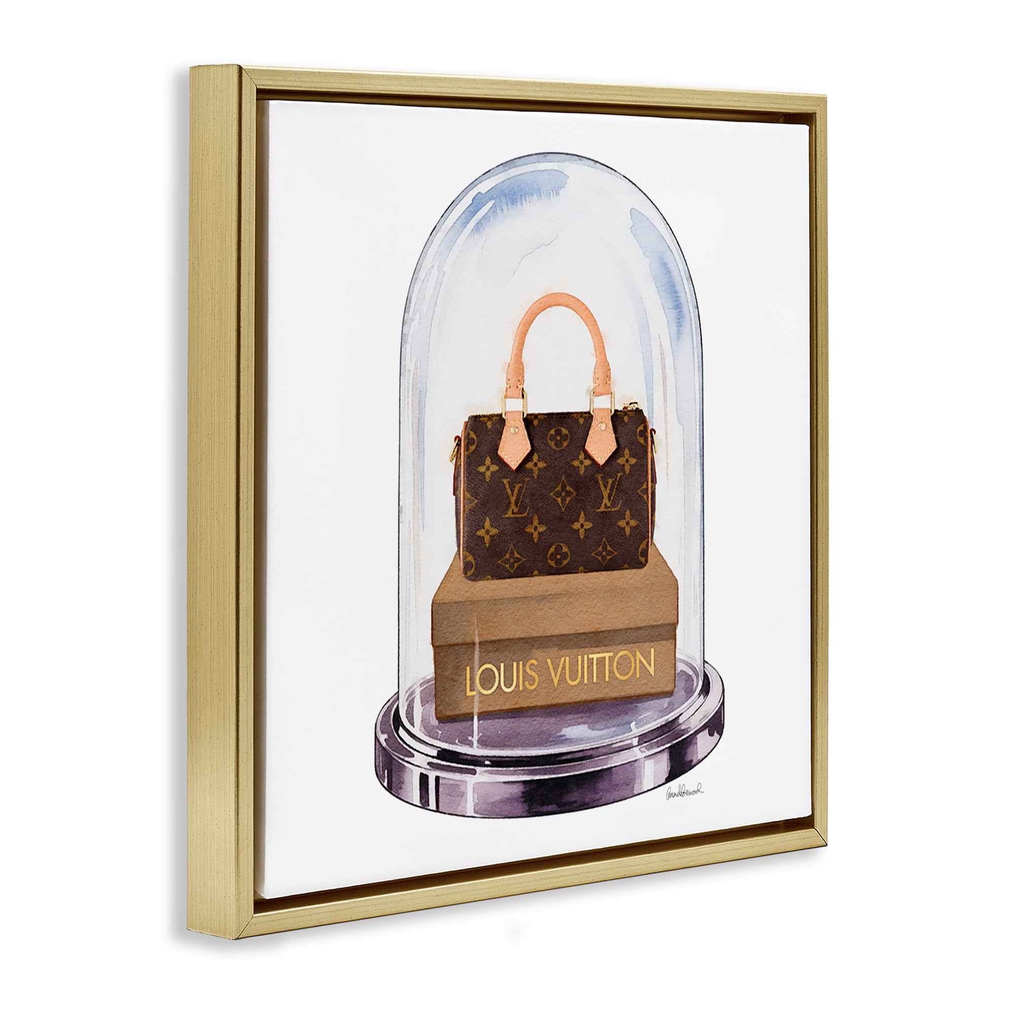 Stupell Industries Glam Purse Bell Jar Gold Framed Floater Canvas Wall Art, design by Amanda Greenwood
