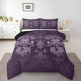 thumbnail image 2 of Manfei Vintage Damask Jacquard Bedding Comforter Set,Gothic Dragon Twin Comforter Sets,Purple Flower Floral Bedding Set,Super Cozy Room Decoration Reversible,2-Piece, 2 of 8