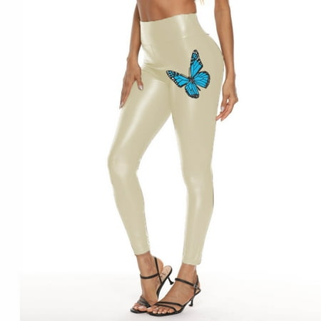 

Tawop Printed Faux Leather Pants Women S Shiny Leather Pants High Waist Leggings Maternity Scrub Pants Memorial Day