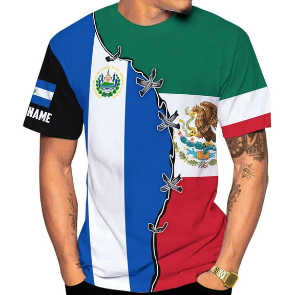 Custom El Salvador Flag Shirt for Men Women Personalized Salvadoran Pride Tshirt 3D El Salvador Clothes SalvadoreΓ±as Shirts (T-shirt, S)