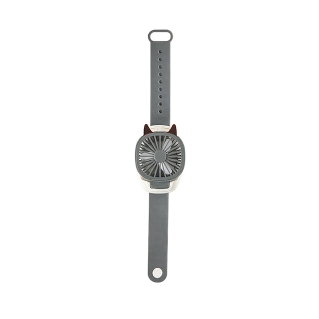 Grey Usb Rechargeable Wrist Fan 3 Wind Levels Detachable Wristband Desktop Handheld 2 In 1 With Led Light Quiet Portable Cooling Powered Adjustable Personal
