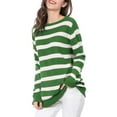 thumbnail image 3 of Allegra K Women's Round Neck Long Sleeves Drop Shoulder Loose Striped Tunic Sweater, 3 of 8