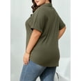 thumbnail image 6 of Cuteduck Womens Plus Size Casual Henley Waffle Knit Button-Up Top Short Sleeve Polo Shirt 1X-5X, 6 of 8