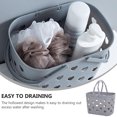 thumbnail image 2 of Cesta de plástico gris duradera con bordes lisos para un almacenamiento seguro en el baño, cesta para ducha de gran capacidad, 2 of 6
