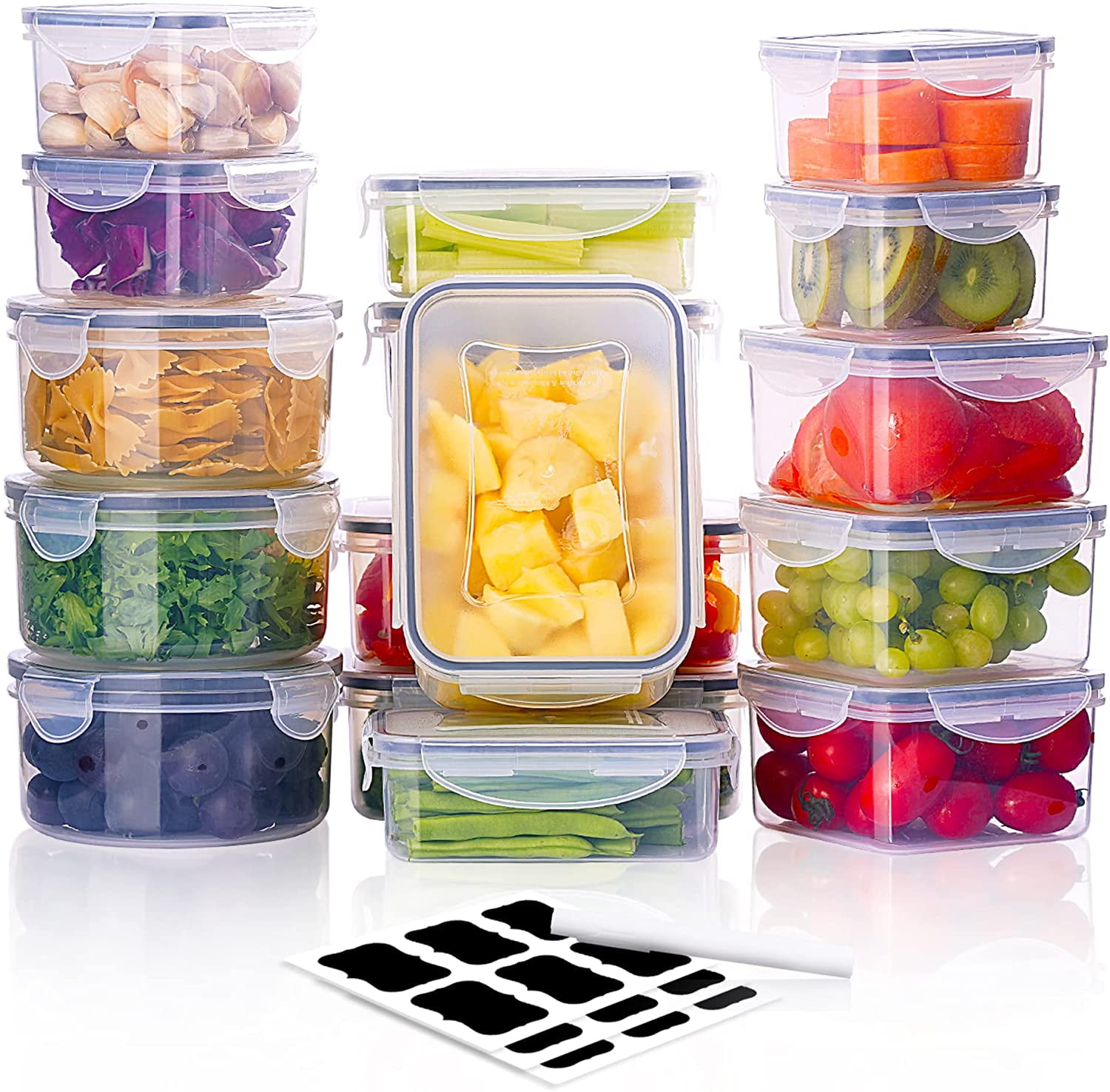 Large Plastic Food Storage Container with lid, CASA LINGO Meal Prep