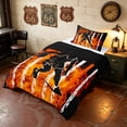 thumbnail image 2 of Manfei Basketball Player Twin Comforter Sets, Sport Patriotic USA Flag Bedding Set, Orange Black, Black Reversible 2 Pieces, 1 Comforter and 1 Pillowcase, 2 of 6