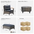 thumbnail image 2 of MEISSALIVVE 8 Piece Outdoor Patio Furniture Set, Half-Moon Curved Sectional Set with Wood Armrests, 2 Half-Moon Ottomans, Round Table (Gray), 2 of 7