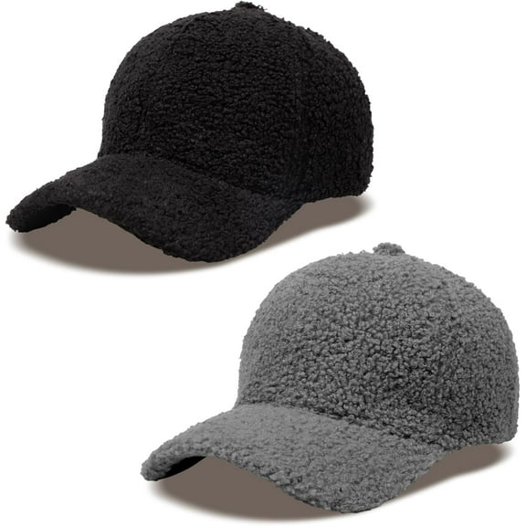 Minzimin Women's Winter Baseball Cap Adjustable Solid Color Lamb Wool Warm Baseball Cap Unisex Unconstructed Plain Cap
