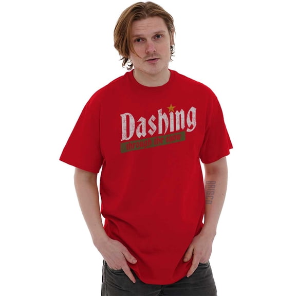 Christmas Dashing Through The Snow Men's Graphic T Shirt Tees Brisco Brands M