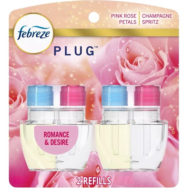 Febrezee Plug In Refills New Luxe Limited Edition Plug In for Odor-Fighting Fade Defy PLUG Air Freshener, (2) Count of 0.87 fl oz Refills (Romance & Desire)