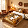 thumbnail image 3 of Homewish Halloween Spooky Animal Twin Sheets, Pumpkin Lantern Ghost Bedding, Brown Orange Cream, 3 Pieces (1 Flat Sheet, 1 Fitted Sheet and 1 Pillowcase), 3 of 5