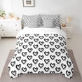 thumbnail image 3 of Homewish Cute Loves Pattern 7-Piece Twin Bedding Sets,Abstract Graffiti Bedding Comforter Set,White Black Sheet Sets For Girls Kids,Ultra Soft Home Decor Reversible, 3 of 9
