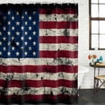 thumbnail image 3 of Shower Curtain Bathroom Set Vintage American Flag Waterproof Fabric Shower Curtains with Grommets&Hooks, Shabby Red White Blue Stripe Star Privacy Bath Curtain for Bathtub 48x72in, 3 of 9