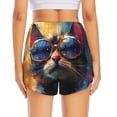 thumbnail image 2 of Lsque Cool Cat With Sunglasses Printed Women's Running Shorts with Liner Pockets,Elastic Quick Dry Workout Athletic Gym Yoga Shorts,Womens High Waist Shorts-Medium, 2 of 9