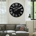 thumbnail image 3 of HLR 35.5” Farmhouse Large Shiplap Round Wall Clock with Roman Numeral for Living Room Decor, Black, 3 of 7