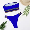 thumbnail image 5 of Sngxgn Women Swimsuit Bikini Set High Waisted Drawstring Two Piece Bathing Suit(Blue,M), 5 of 5