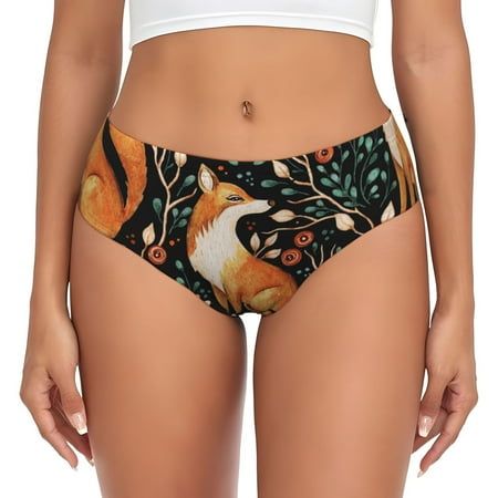 Womens Underwear - fox fall forest flower No Show Seamless Underwear for Women  Soft Stretch Womens Panties  Hipster Ladies Panties Bikini Underwear Briefs