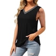 thumbnail image 3 of MOSHU Color Block Tank Tops for Women Casual Loose Tops Summer V Neck Sleeveless Shirts Basic Trendy Tunic Tops, 3 of 6