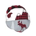 thumbnail image 2 of Kdxio Buffalo Plaid Forest Print Shower Cap for Women,Elastic and Reusable,Double Waterproof Layers Bathing Hat, 2 of 9