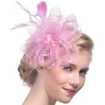 thumbnail image 2 of Fascinators Hat Flower Mesh Ribbons Feathers on a Headband and a Clip Tea Party Headwear for Girls and Women, 2 of 7