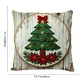 thumbnail image 3 of Lilixerw Christmas Pillow Cover,Red Xmas Tree Pattern Linen Cushion Cover for Sofa Decor,Xmas Home Decoration,with Embroidered Design,18 x 18 Inch, 3 of 6