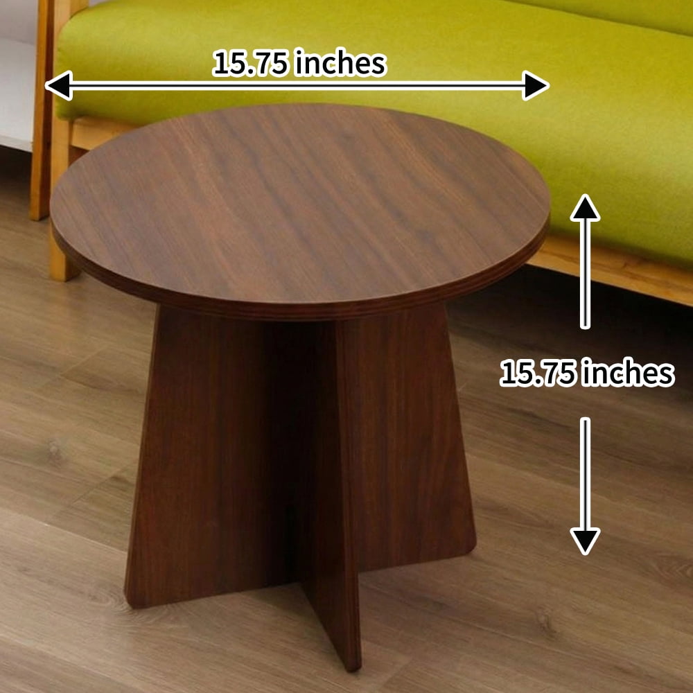 BEJOLO Round Coffee Table, Modern Table with Wood Grain Finish, End Table Side Tables for Living Room (Walnut)
