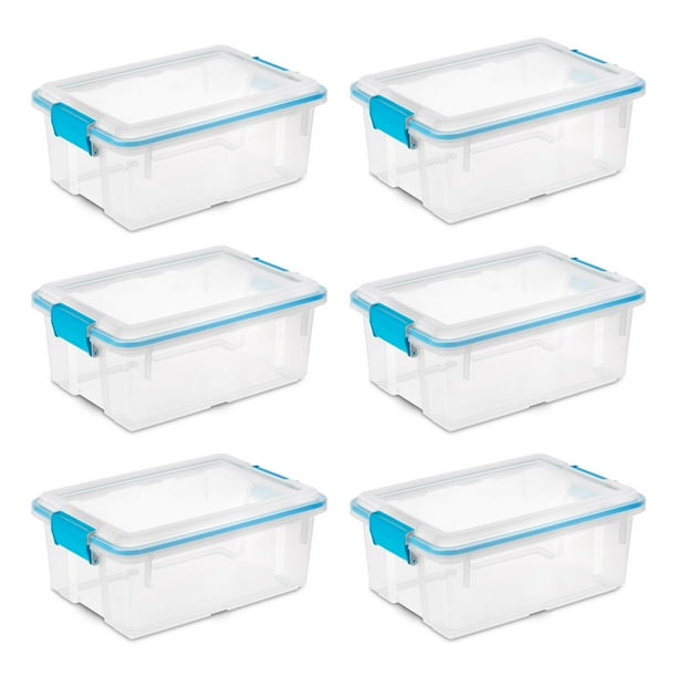 Sterilite 12 Qt Plastic Storage Bin Container Clear Gasket Sealed Box