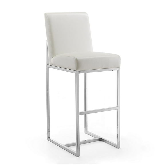 Manhattan Comfort Element 29.53" Faux Leather Barstool in White