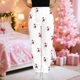 thumbnail image 4 of KHONTS Women's Christmas Comfy Pajamas Drawstring Stretch Floral Print Long Wide Leg Lounge Pants E L, 4 of 6