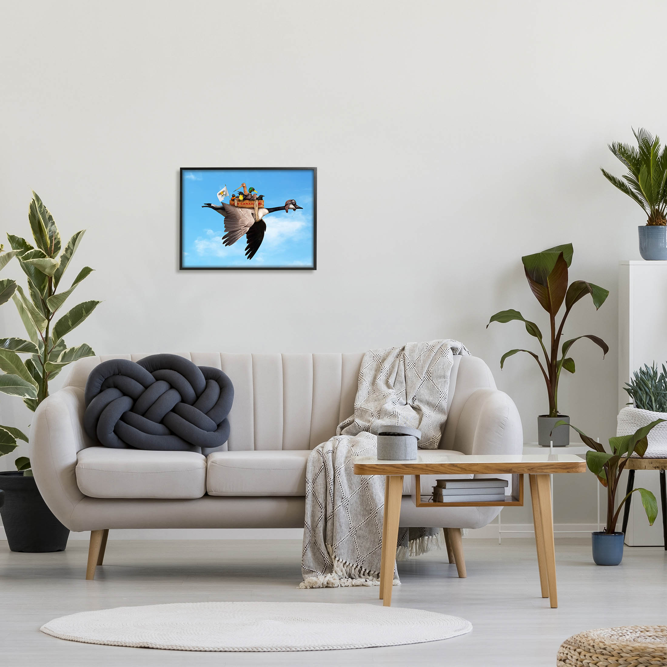 Pilot Goose Flying Ducks Sky Animals & Insects Graphic Art Black Framed Art Print Wall Art