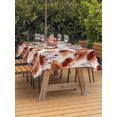 thumbnail image 3 of Outdoor Tablecloth with Umbrella Hole for Patio/Picnic/Party/Camping, Orange Floral Waterproof Table Cloth Rectangle Table Cover Washable, Vintage Cornflower Leaves Rustic Plants (60"x 120"), 3 of 8