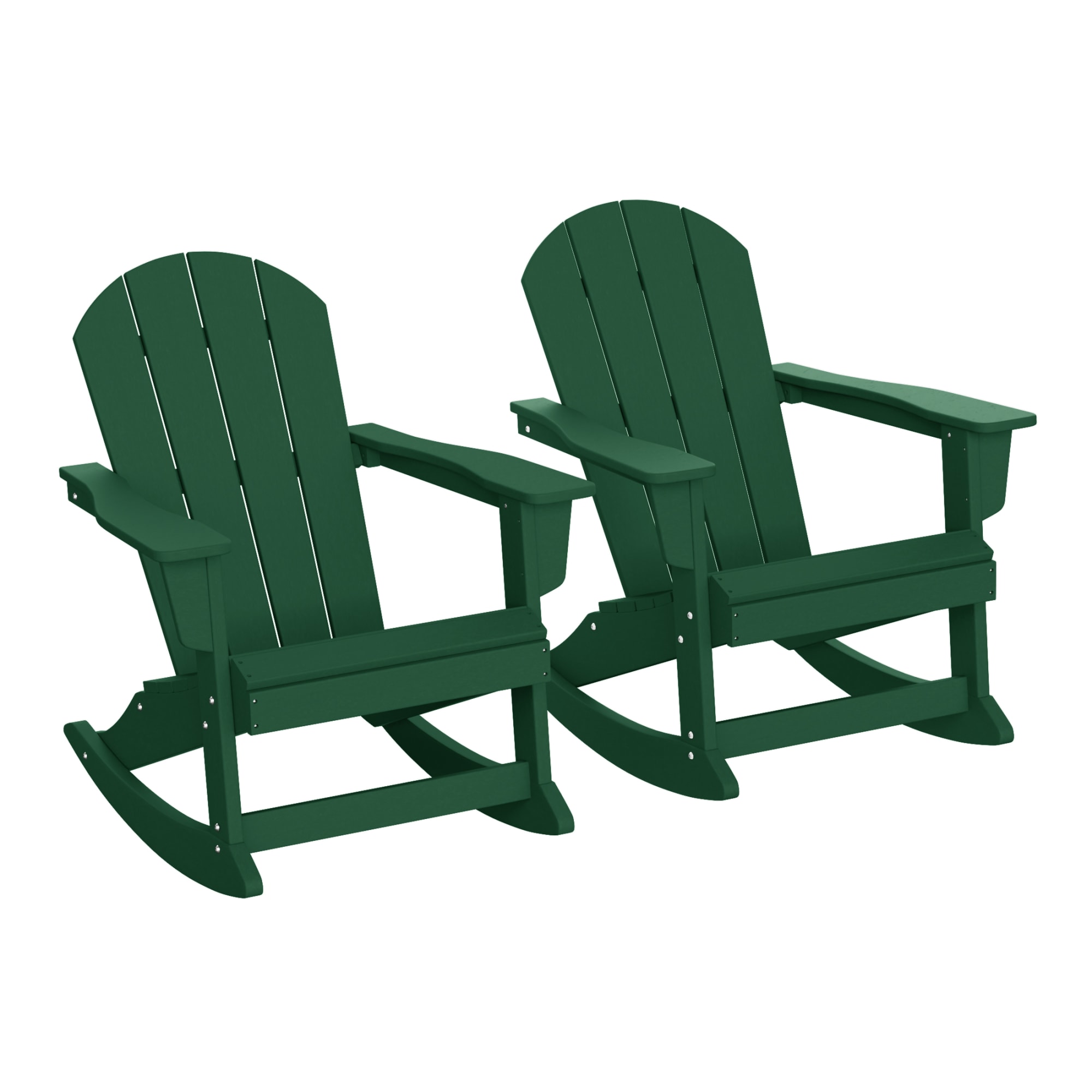 WestinTrends Malibu Outdoor Patio Porch Rocking Adirondack Chair (Set of 2), Dark Green